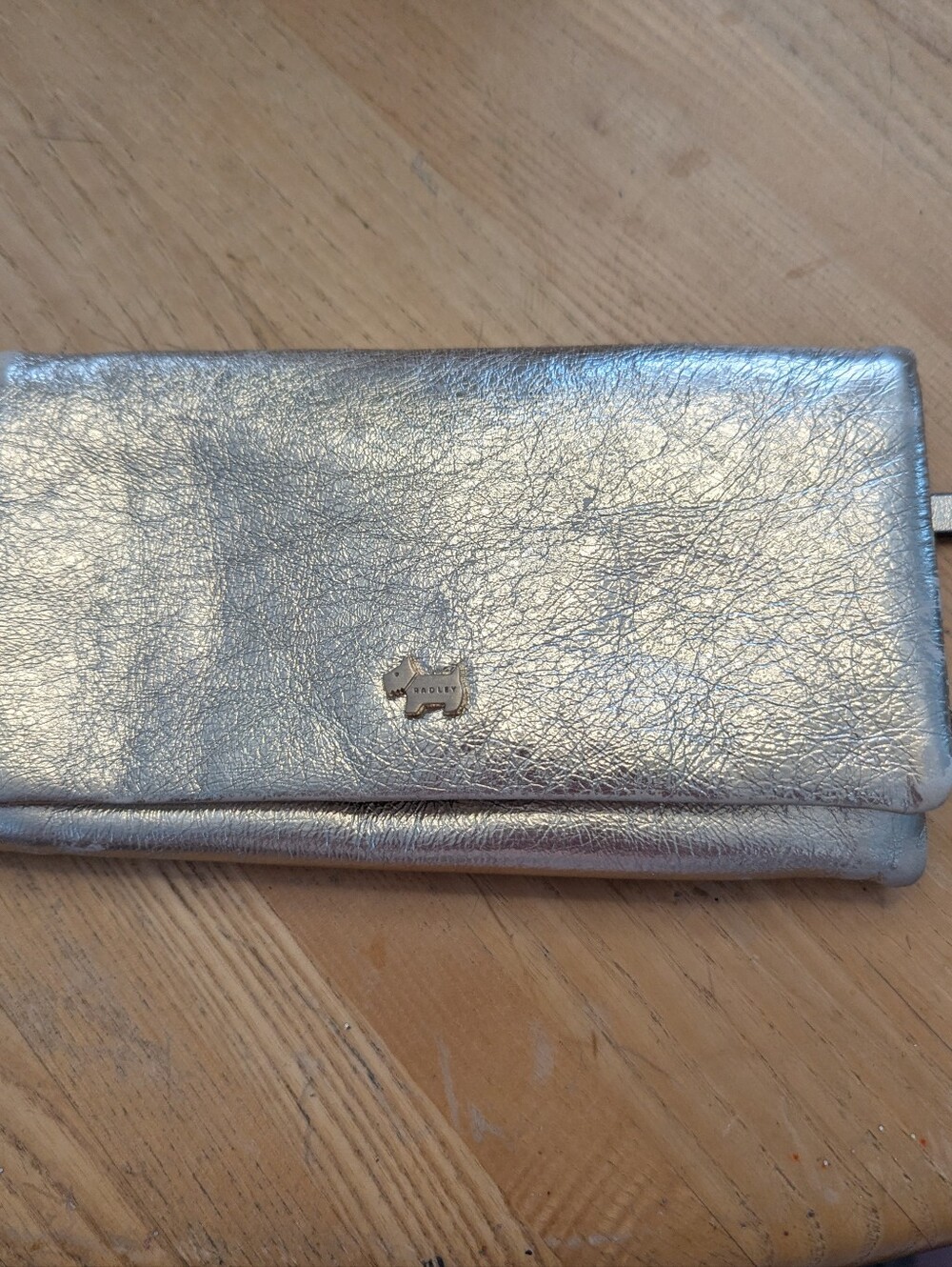 RADLEY LONDON Metallic Silver Foldover Clutch